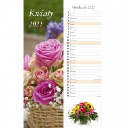 Kalendarz 2021 Kwiaty pasek 13 planszowy