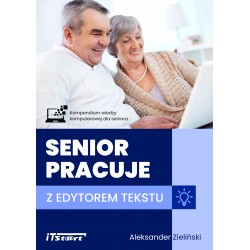 Senior pracuje z edytorem tekstu