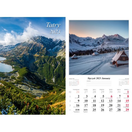 Kalendarz 2023 Tatry 13 plansz motyleksiazkowe.pl