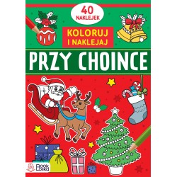 Koloruj i naklejaj Przy choince motyleksiazkowe.pl