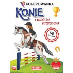 Kolorowanka Konie i szkółka jeździecka motyleksiążkowe.pl
