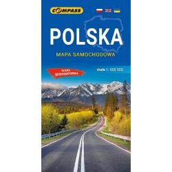 Polska mapa samochodowa laminowana motyleksiązkowe.pl