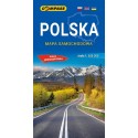 Polska mapa samochodowa laminowana