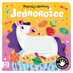 Poznaj i dotknij Jednorożce Książeczka sensoryczna motyleksiazkowe.pl