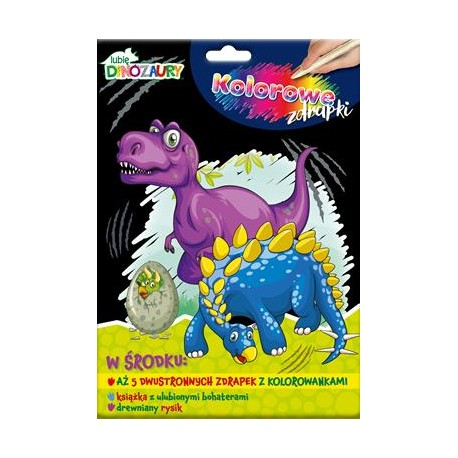 Lubię dinozaury Kolorowe zdrapki część 1 motyleksiazkowe.pl