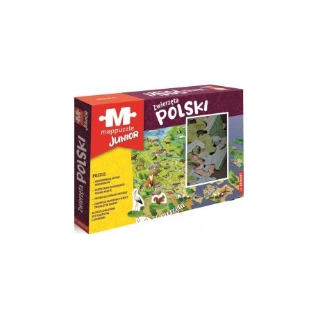 Mappuzzle Junior Zwierzęta Polski motyleksiazkowe.pl