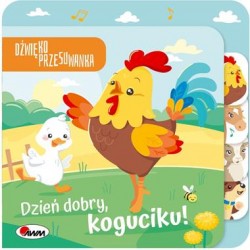 Dzwiękoprzesuwanka. Dobranoc Koguciku motyleksiazkowe.pl