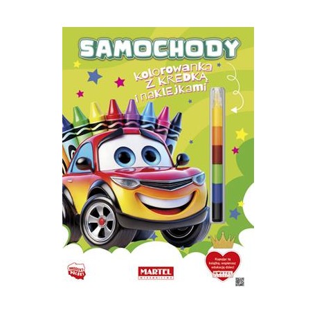 Samochody. Kolorowanka z kredką i naklejkami motyleksiazkowe.pl