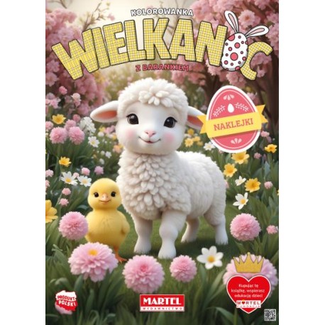 Kolorowanka z naklejkami Wielkanoc z barankiem motyleksiazkowe.pl
