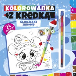 Kolorowanka z kredką. Zimowe słodziaki motyleksiazkowe.pl