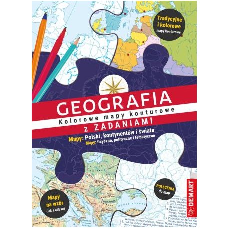Geografia Kolorowe mapy konturowe z zadaniami motyleksiazkowe.pl