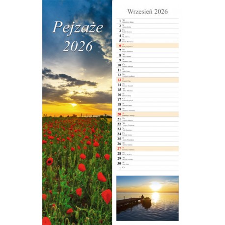Kalendarz 2026 paskowy Pejzaże ( 13 plansz) motyleksiazkowe.pl