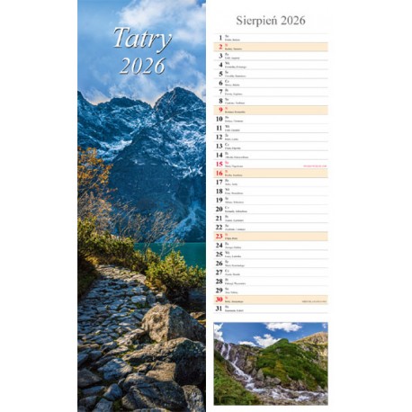 Kalendarz 2026 paskowy Tatry (13 plansz)