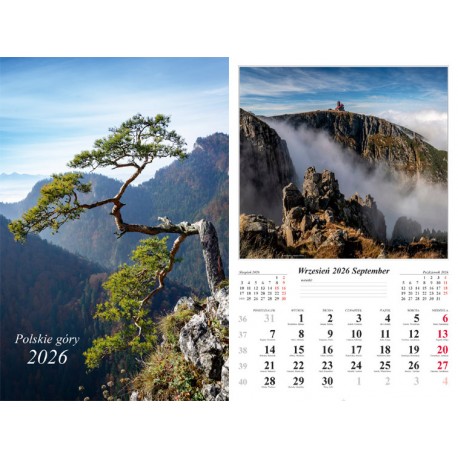 Kalendarz 2026 dwustronny Polskie góry motyleksiazkowe.pl