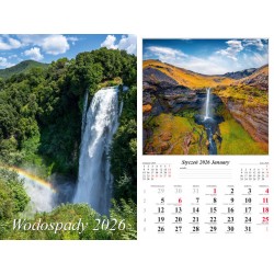 Kalendarz 2026 dwustronny Wodospady motyleksiazkowe.pl
