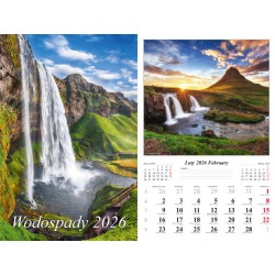 Kalendarz ścienny 2026 Wodospady motyleksiazkowe.pl