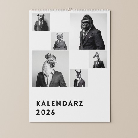 Kalendarz 2026 Zwierzęta w garniturach motyleksiazkowe.pl