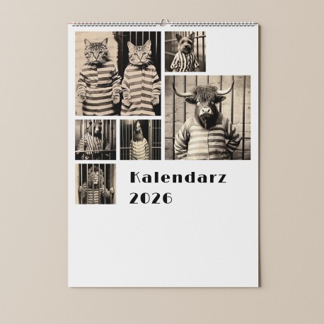 Kalendarz 2026 Zwierzęta za kratami motyleksiazkowe.pl