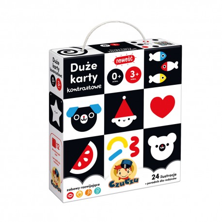 Duże karty kontrastowe dla dzieci 0 i 3 mies.+ CzuCzu motyleksiazkowe.pl