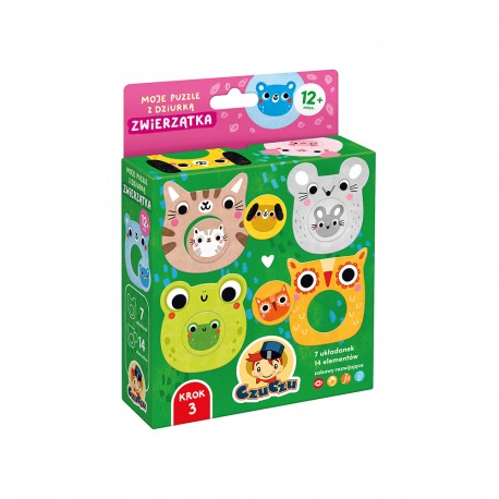 Moje puzzle z dziurką Zwierzątka dla dzieci: 12m+ CzuCzu motyleksiazkowe.pl