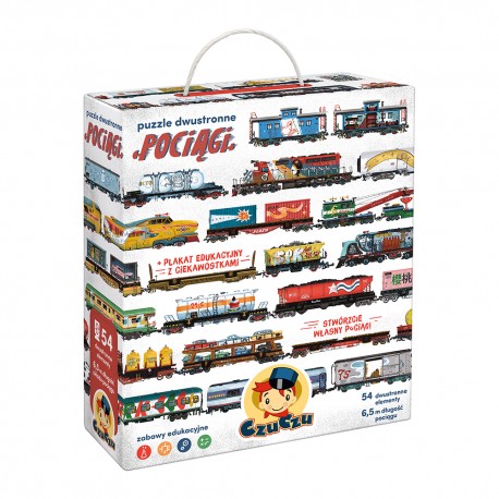 Puzzle dwustronne Pociągi dla dzieci: 5+ Praca Zbiorowa motyleksiazkowe.pl