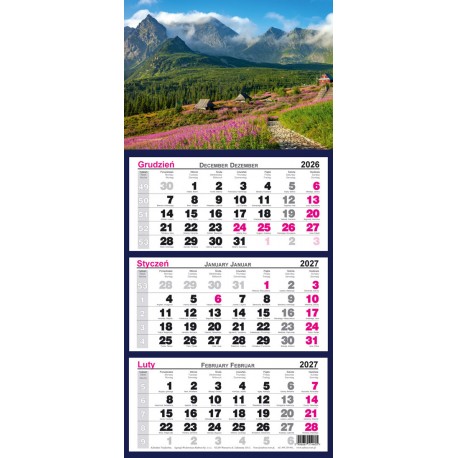 Kalendarz trójdzielny 2027 - Tatry motyleksiazkowe.pl