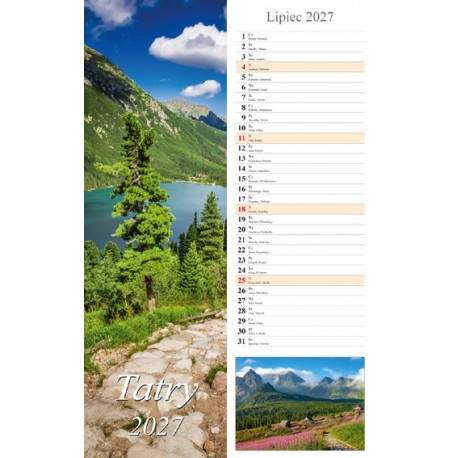 Kalendarz typu pasek 2027 - Tatry motyleksiazkowe.pl