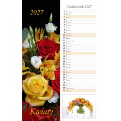 Kalendarz typu pasek 2027 - Kwiaty